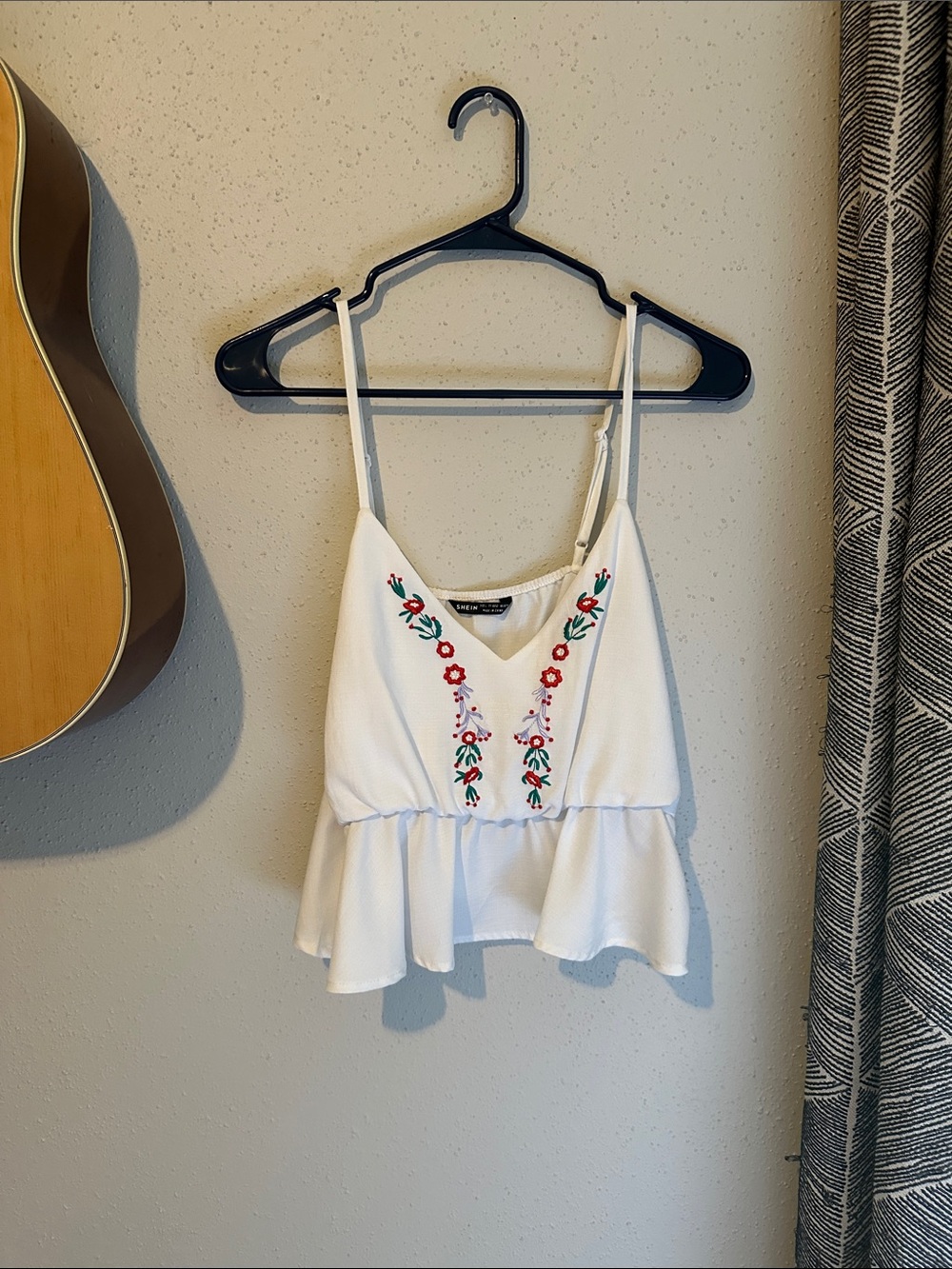 SHEIN White Embroidered Peplum Camisole